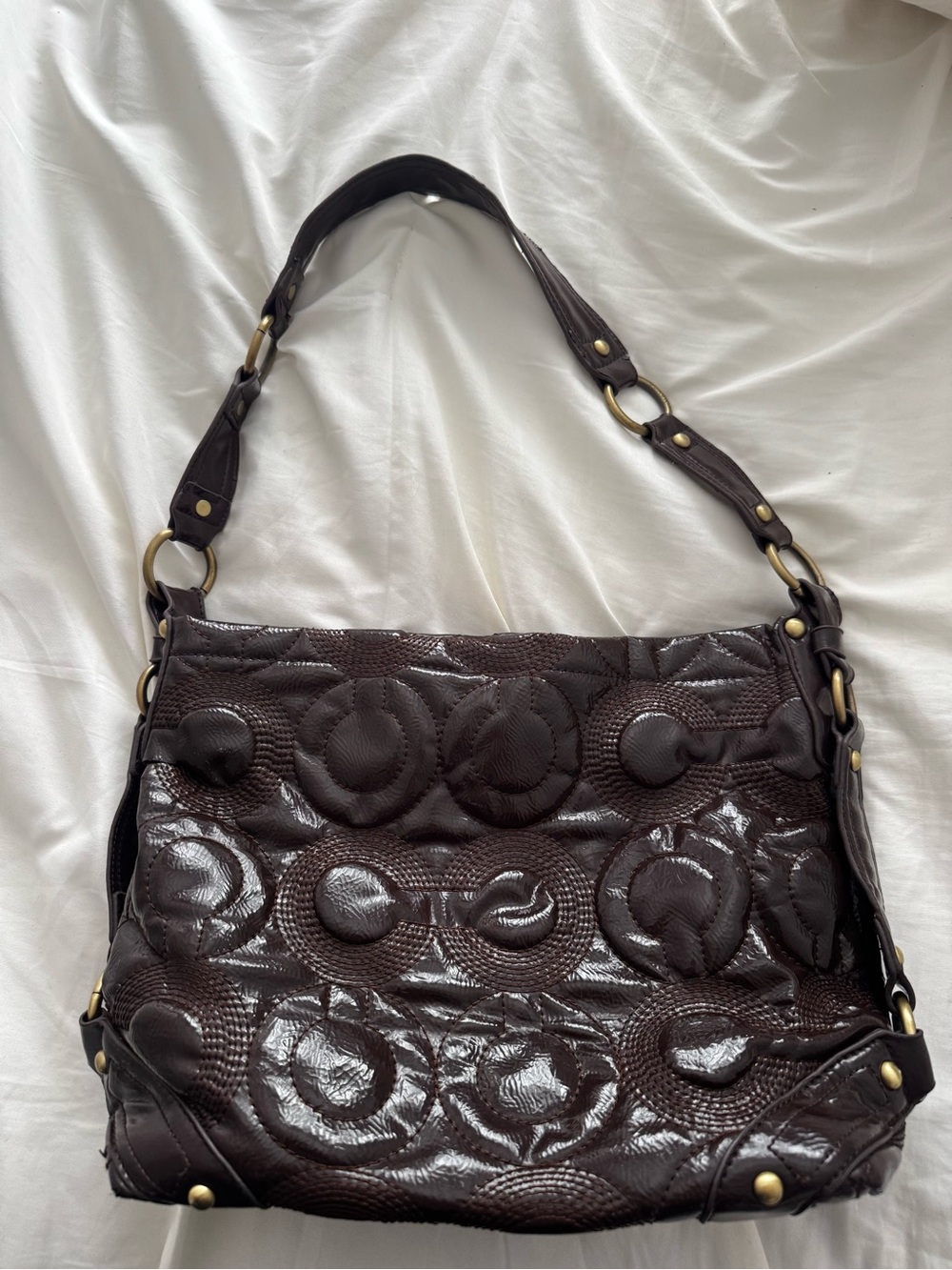 Coach Dark Brown Quilted Leather Shoulder Bag